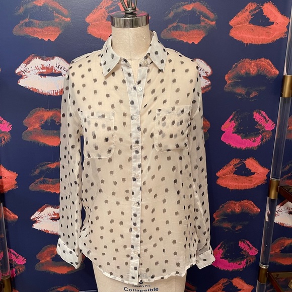 Sheer button up blouse - great for a work blouse! - Picture 1 of 5